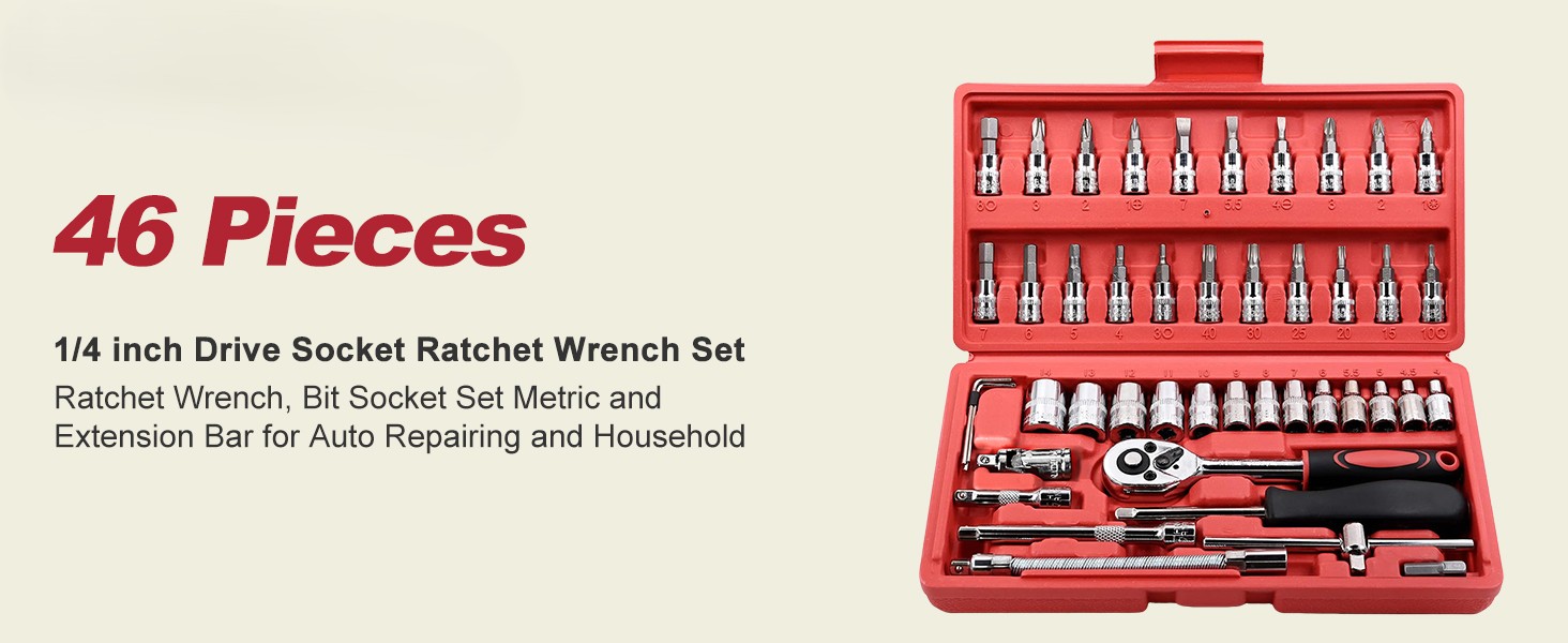 Outdoor-Tools-46-Pieces-1-4-inch-Drive-Socket-Ratchet-Wrench-Set-with-Bit-Socket-Set-Metric-and-Extension-Bar-for-Auto-Repairing-and-Household-with-Storage-Case-19