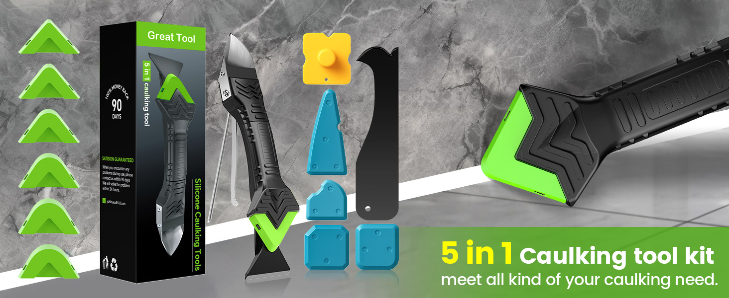 Outdoor-Tools-Caulking-Tool-5-in-1-Silicone-Caulking-Grout-Removal-Sealant-Finishing-Tool-with-Grout-Scraper-6-Exchange-Silicone-Pads-Adhesive-Residue-Scraper-Sea-12