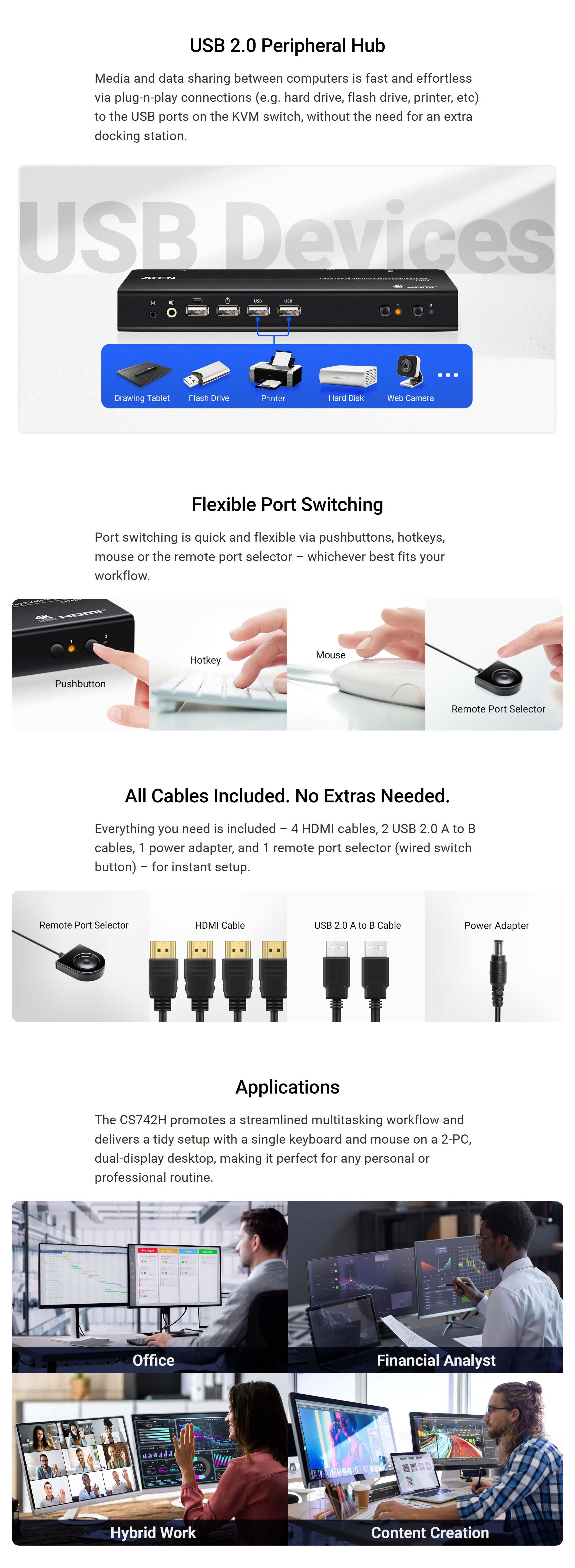 KVM-Switches-Aten-CS742H-2-Port-USB-4K-HDMI-Dual-Display-KVMP-Switch-CS742H-AT-U-2 KVM-Switches-Aten-CS742H-2-Port-USB-4K-HDMI-Dual-Display-KVMP-Switch-CS742H-AT-U-2