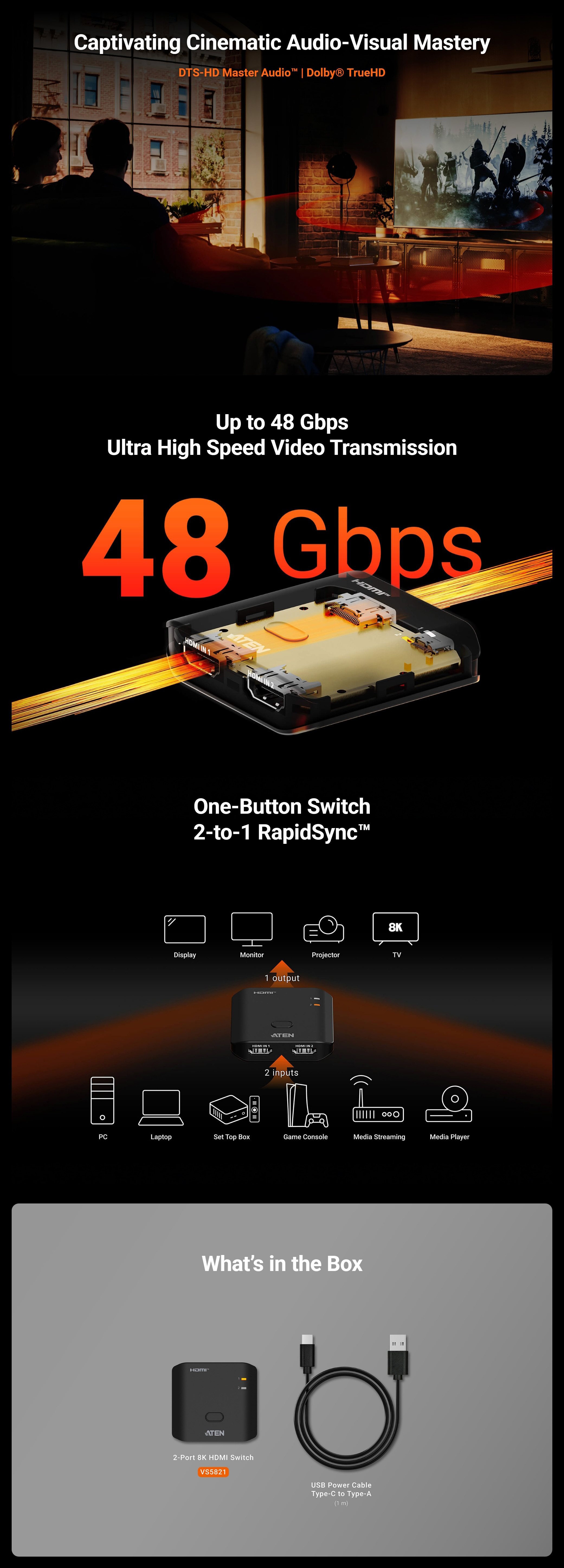 Switches-Aten-VS5821-Essentials-2-Port-8K-HDMI-Switch-VS5821-AT-2
