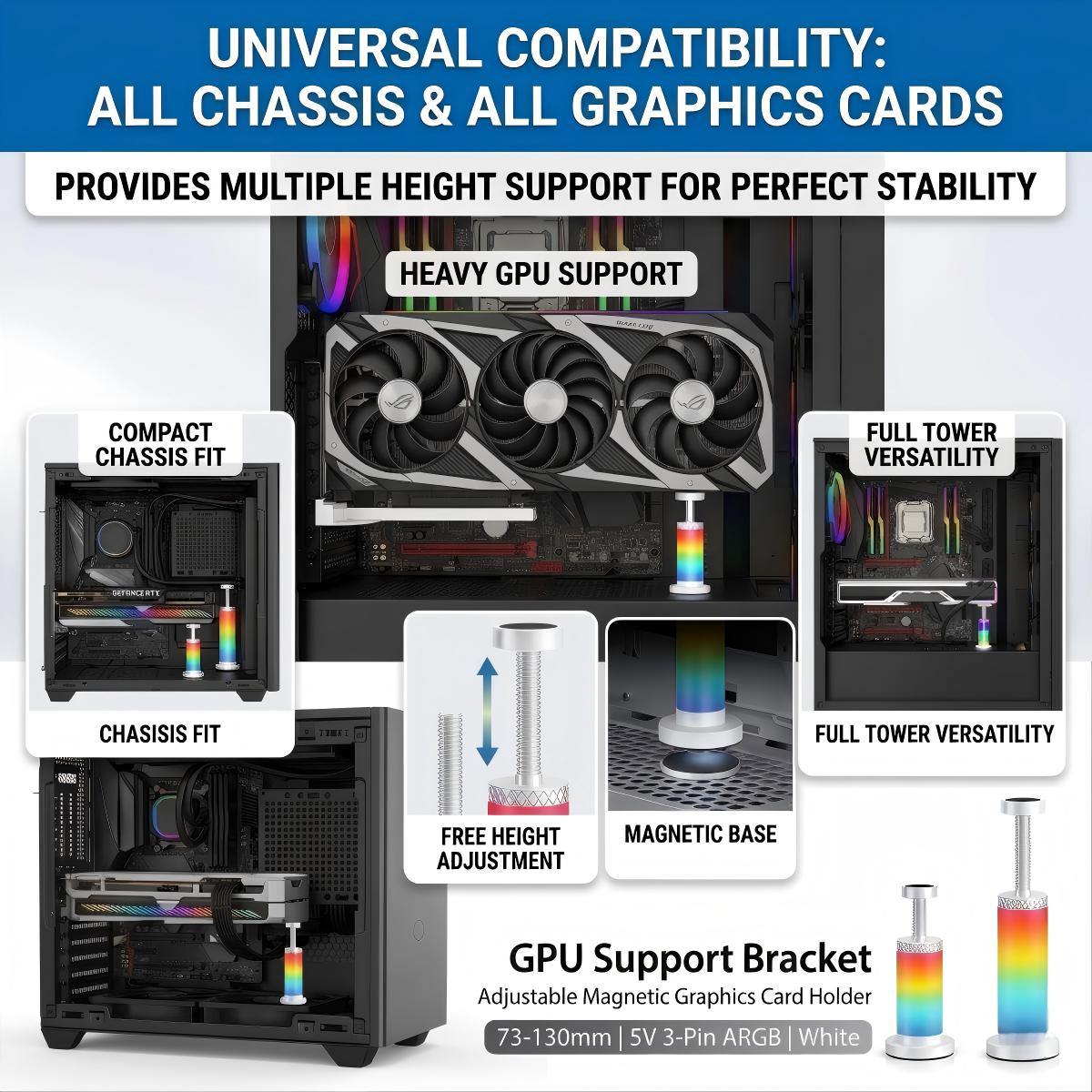GPU-Accessories-GPU-Support-Bracket-73-130mm-Adjustable-Magnetic-Graphics-Card-Holder-5V-3-Pin-ARGB-Anti-Sag-Support-for-ATX-M-ATX-ITX-PC-Case-White-38