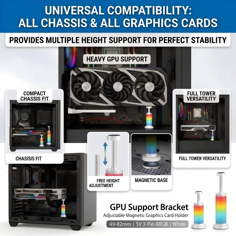 GPU-Accessories-GPU-Support-Bracket-Graphics-Card-Anti-Sag-Stand-49-82mm-Universal-Magnetic-Adjustable-Aluminum-Holder-White-for-GeForce-AMD-ATX-M-ATX-ITX-PC-Case-37