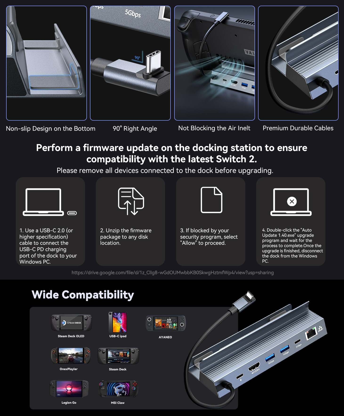 Enclosures-Docking-Steam-Deck-Dock-USB-C-Docking-Station-for-Steam-Deck-OLED-Lenovo-Legion-Go-MSI-Claw-6-in-1-USB-C-Hub-with-HDMI-2-1-4K-120Hz-1000Mbps-Ethernet-100w-19