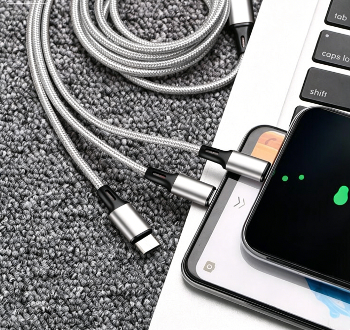 Mobile-Phone-Accessories-3-in-1-Multi-Fast-Charging-Cable-1-2M-Nylon-Braided-Universal-Phone-Charger-Cord-Silver-VRORKV-23 Mobile-Phone-Accessories-3-in-1-Multi-Fast-Charging-Cable-1-2M-Nylon-Braided-Universal-Phone-Charger-Cord-Silver-VRORKV-23
