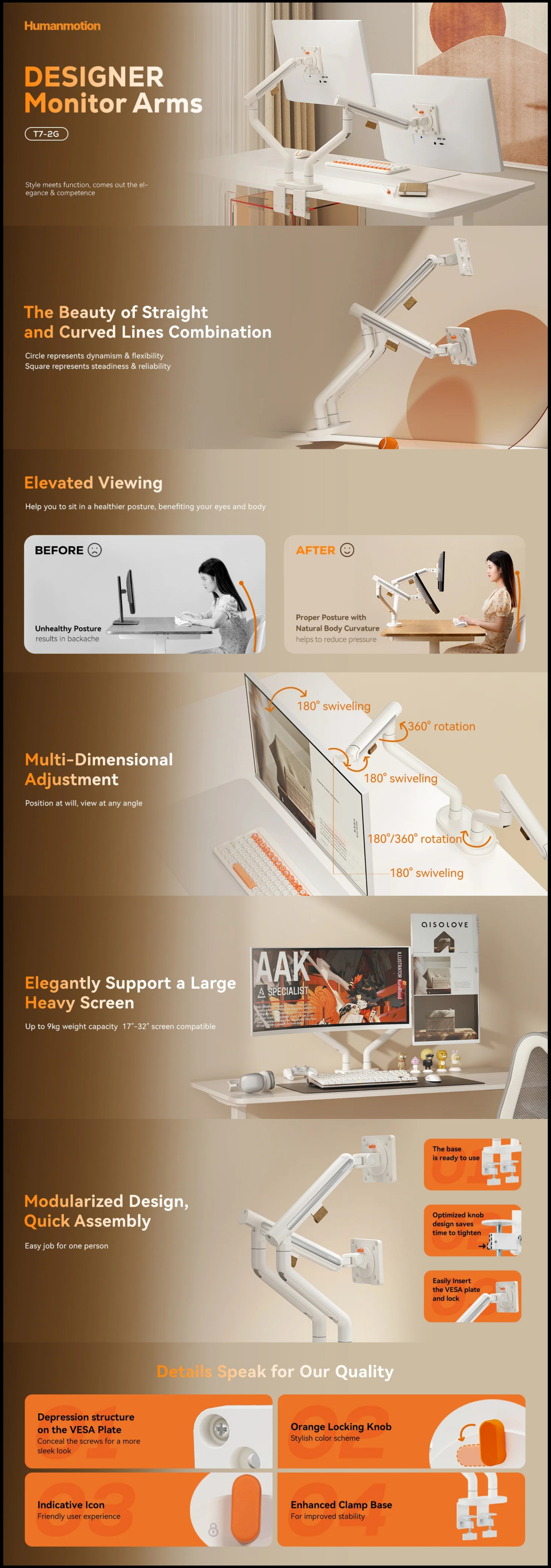Monitor-Accessories-Humanmotion-The-Art-Dual-Monitor-Arm-for-17in-to-32in-Screens-White-T7-2G-1