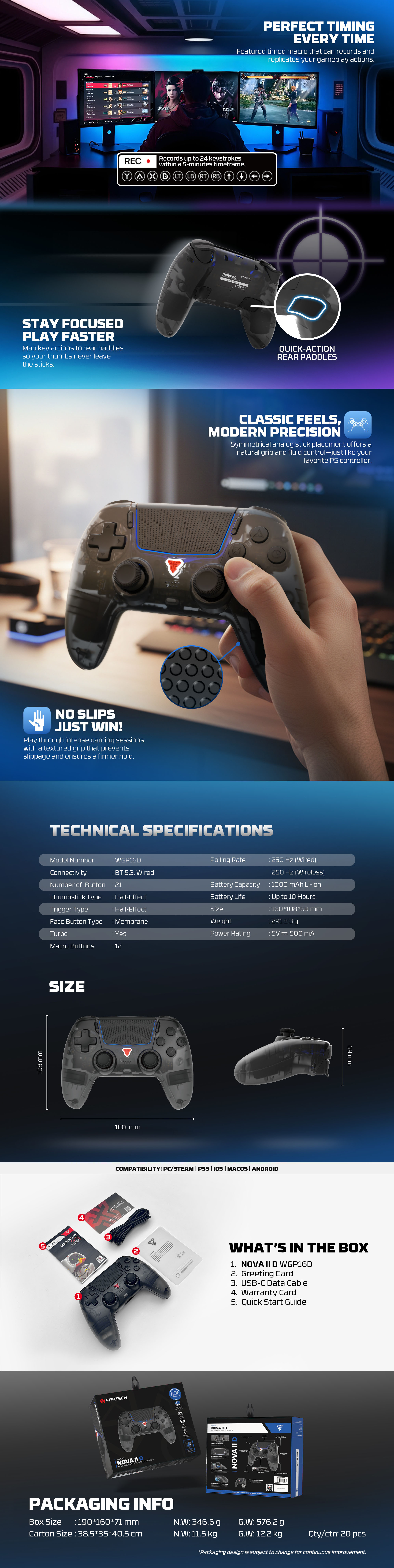 Controllers-Fantech-NOVA-II-D-Wireless-PS5-PC-Gaming-Controller-with-Touchpad-Black-GAMEWGP16DBK-3 Controllers-Fantech-NOVA-II-D-Wireless-PS5-PC-Gaming-Controller-with-Touchpad-Black-GAMEWGP16DBK-3