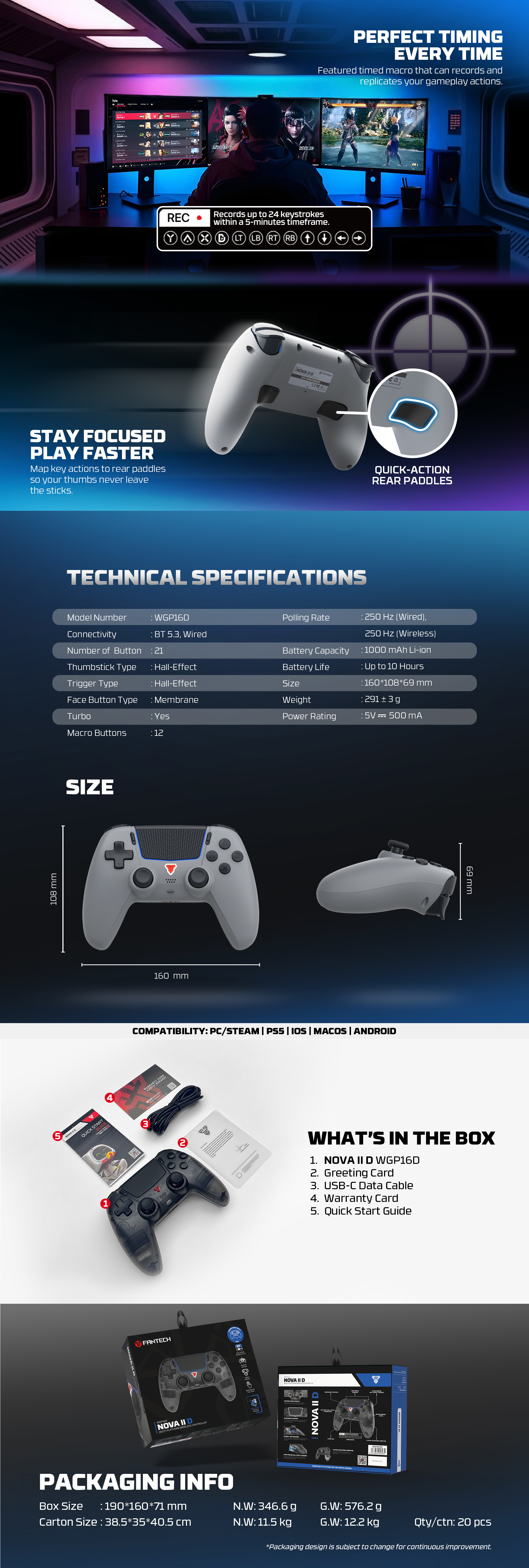 Controllers-Fantech-NOVA-II-D-Wireless-PS5-PC-Gaming-Controller-with-Touchpad-Grey-GAMEWGP16DGY-10 Controllers-Fantech-NOVA-II-D-Wireless-PS5-PC-Gaming-Controller-with-Touchpad-Grey-GAMEWGP16DGY-10