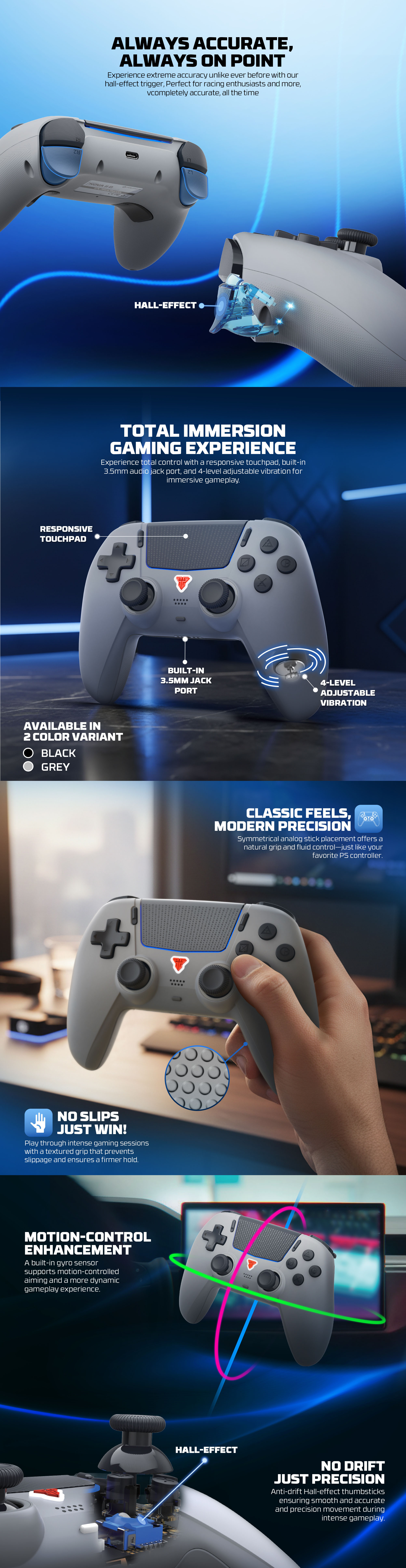 Controllers-Fantech-NOVA-II-D-Wireless-PS5-PC-Gaming-Controller-with-Touchpad-Grey-GAMEWGP16DGY-9 Controllers-Fantech-NOVA-II-D-Wireless-PS5-PC-Gaming-Controller-with-Touchpad-Grey-GAMEWGP16DGY-9