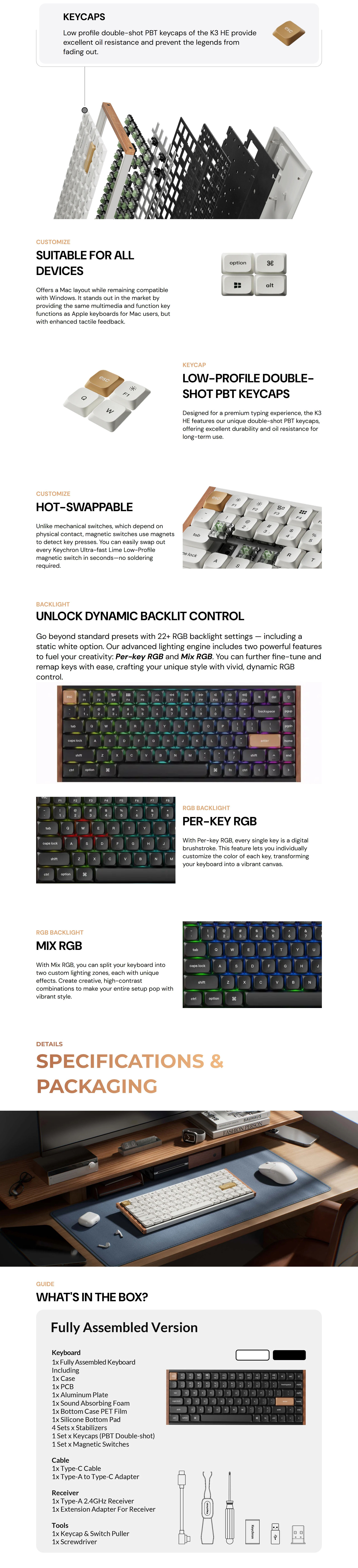 Keyboards-Keychron-K3-HE-Wireless-Magnetic-Switch-Custom-Keyboard-White-KBKCK3HQ1-3 Keyboards-Keychron-K3-HE-Wireless-Magnetic-Switch-Custom-Keyboard-White-KBKCK3HQ1-3