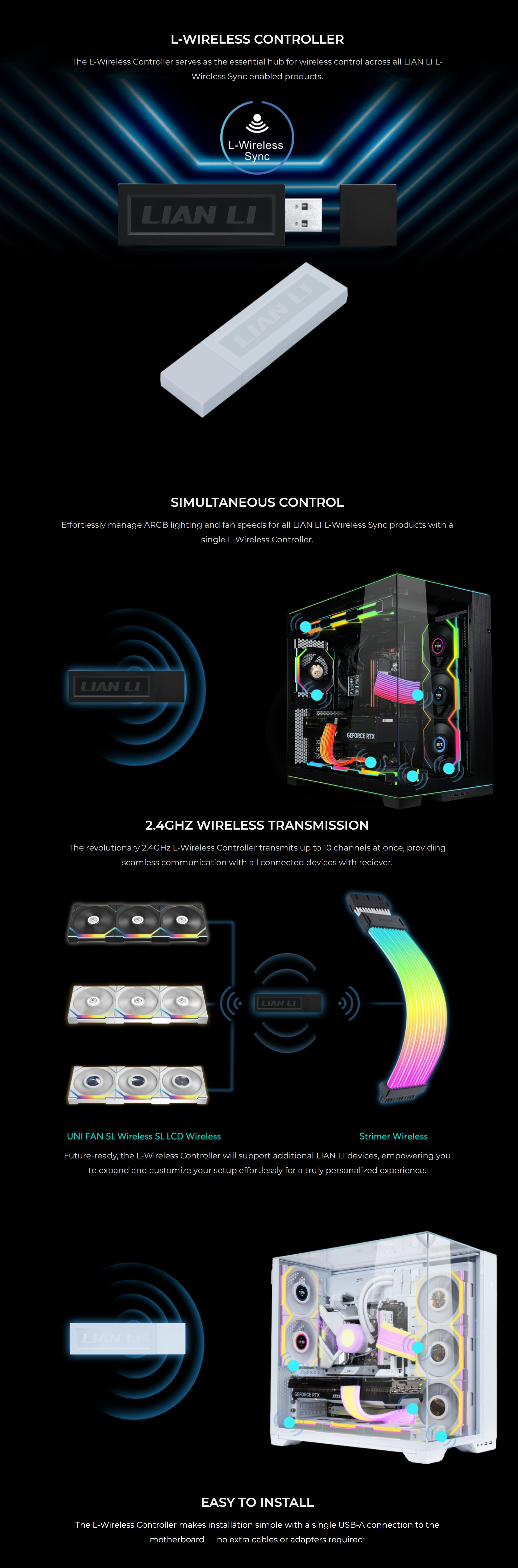Fan-Controller-Lian-Li-RF-2-4-GHz-Wireless-Controller-Kit-Black-RF-T-B-4 Fan-Controller-Lian-Li-RF-2-4-GHz-Wireless-Controller-Kit-Black-RF-T-B-4