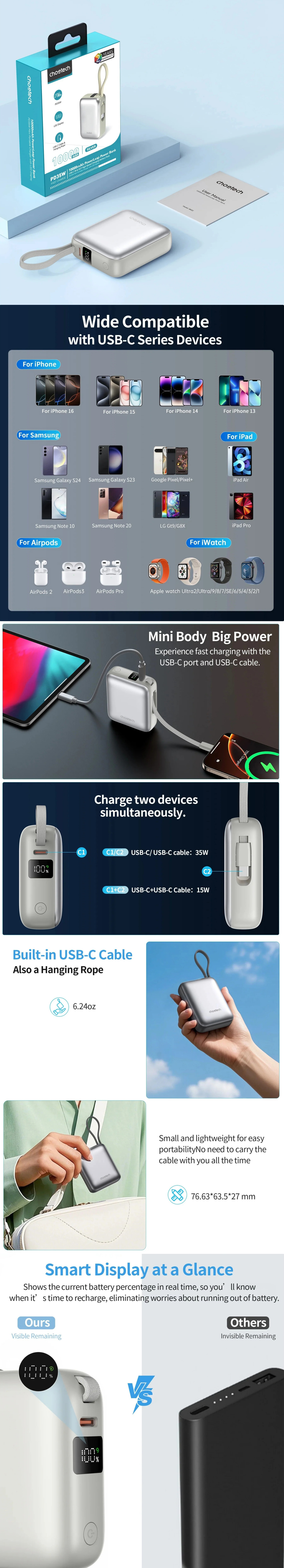Power-Banks-Choetech-PowerLeap-10000mAh-35W-Built-in-USB-C-Cable-Mini-Power-Bank-Grey-CTB832GY-2 Power-Banks-Choetech-PowerLeap-10000mAh-35W-Built-in-USB-C-Cable-Mini-Power-Bank-Grey-CTB832GY-2