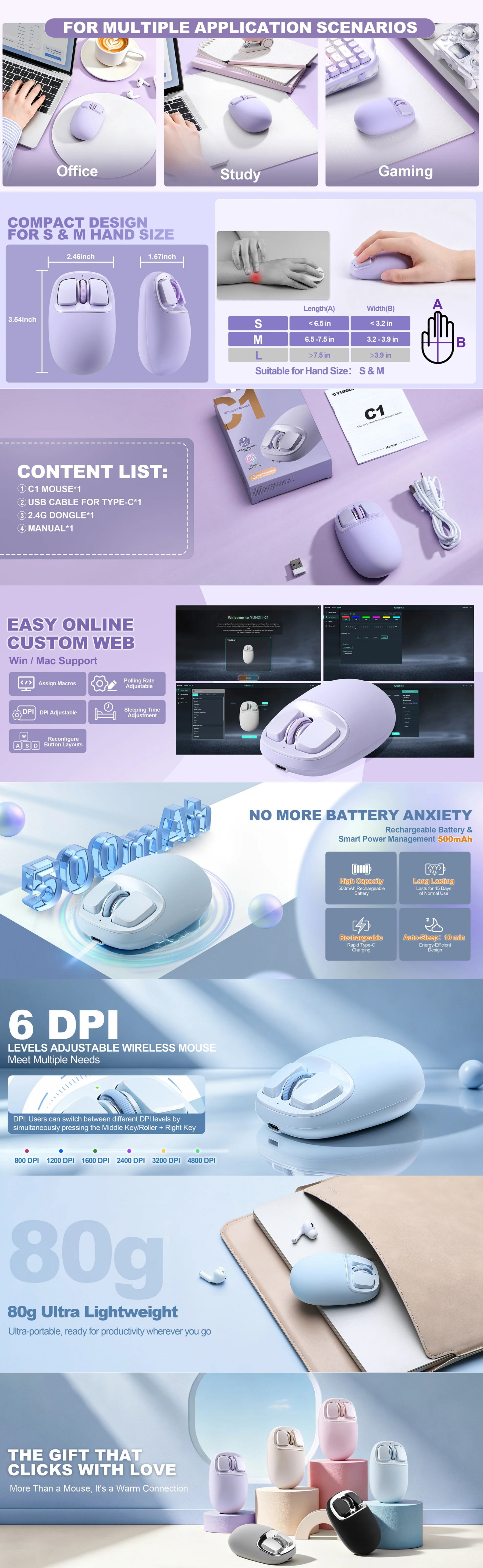 YUNZII-C1-Silicone-Tri-Mode-Wireless-Custom-Mouse-Purple-MSYZC1PL-2