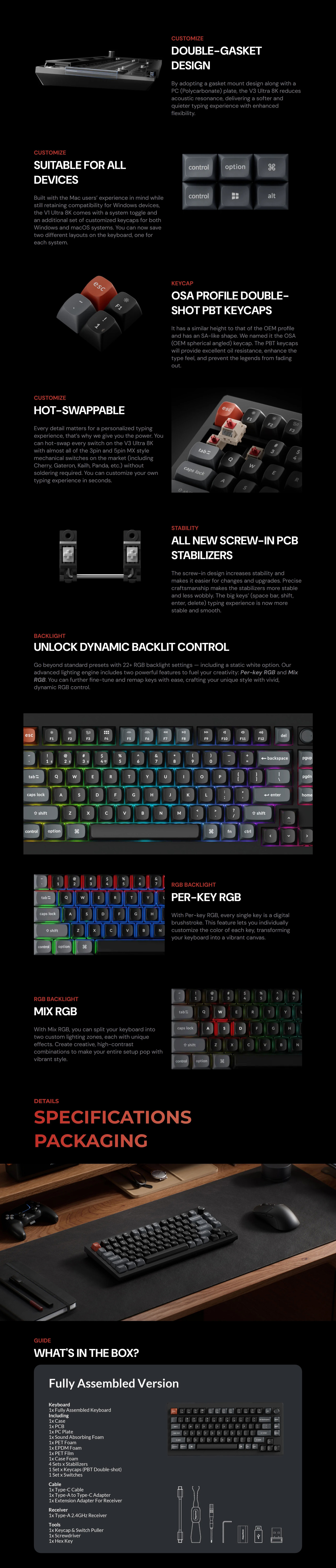 Keyboards-Keychron-V1-Ultra-8K-Wireless-Custom-Mechanical-Keyboard-Retro-Silk-POM-Switch-Red-KBKCV1USR1-3 Keyboards-Keychron-V1-Ultra-8K-Wireless-Custom-Mechanical-Keyboard-Retro-Silk-POM-Switch-Red-KBKCV1USR1-3