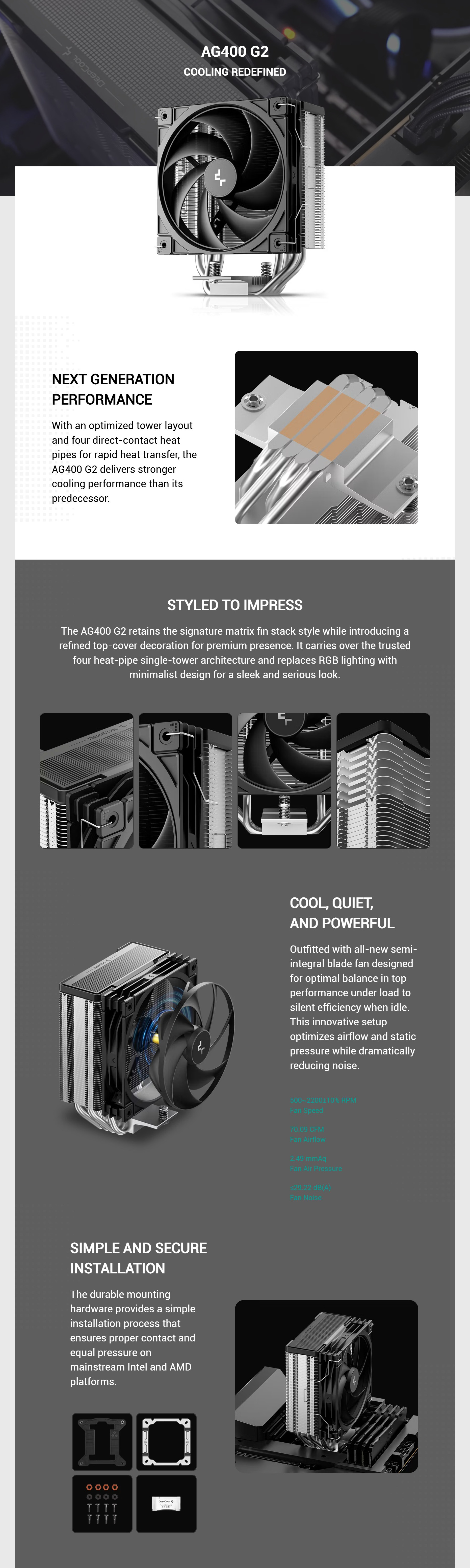 CPU-Cooling-Deepcool-AG400-G2-ARGB-Single-Tower-4-Pin-PWM-CPU-Cooler-Black-R-AG400-BKNPMG2-G-1