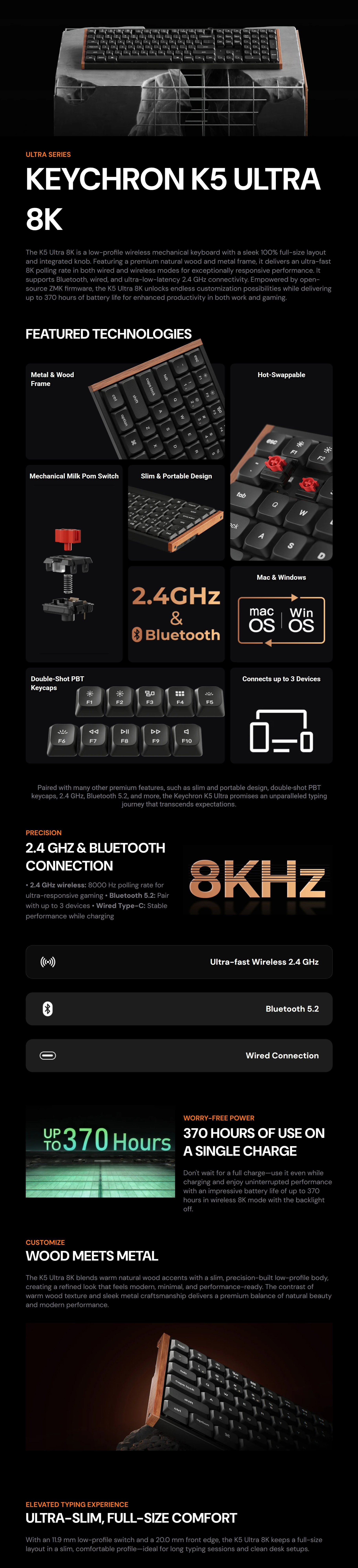 Keyboards-Keychron-K5-Ultra-8K-Wireless-Custom-Black-Mechanical-Keyboard-Milk-POM-Brown-Switch-KBKCK5UH3-1 Keyboards-Keychron-K5-Ultra-8K-Wireless-Custom-Black-Mechanical-Keyboard-Milk-POM-Brown-Switch-KBKCK5UH3-1