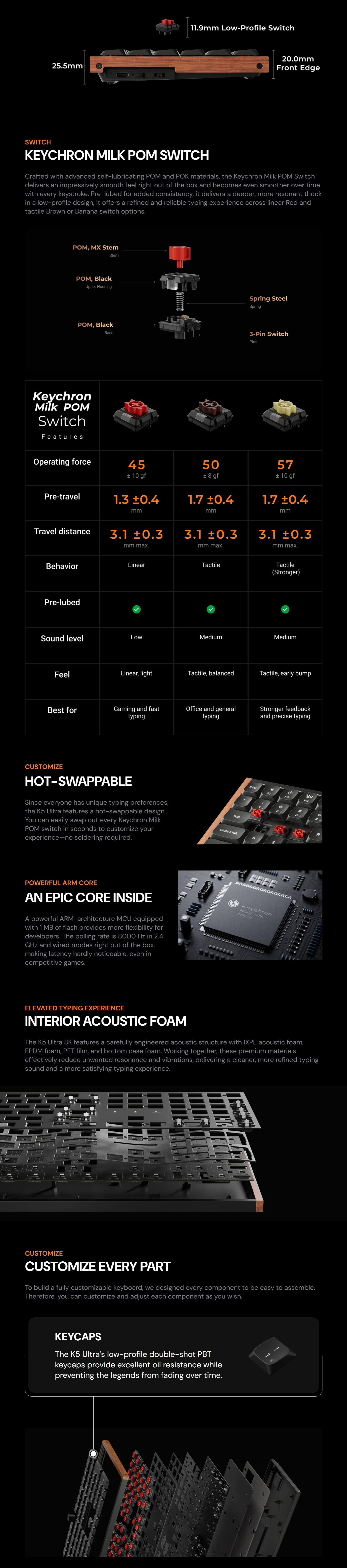 Keyboards-Keychron-K5-Ultra-8K-Wireless-Custom-Black-Mechanical-Keyboard-Milk-POM-Brown-Switch-KBKCK5UH3-2 Keyboards-Keychron-K5-Ultra-8K-Wireless-Custom-Black-Mechanical-Keyboard-Milk-POM-Brown-Switch-KBKCK5UH3-2