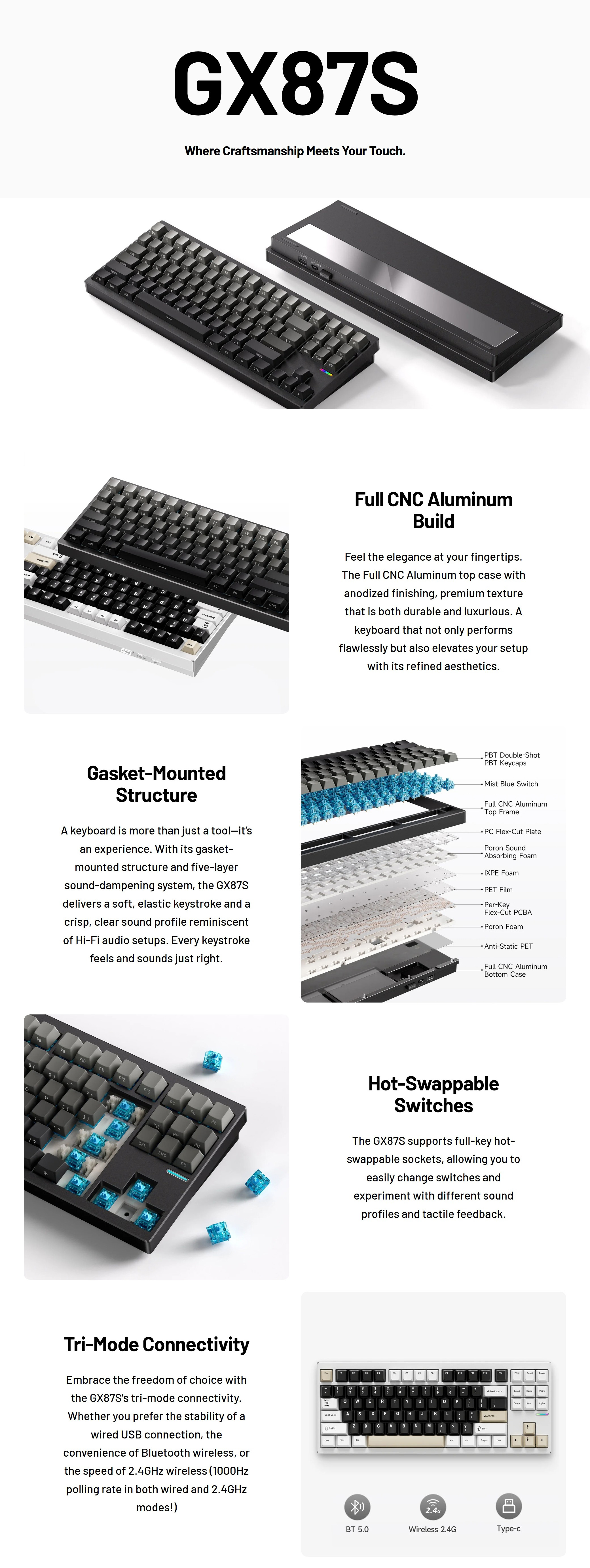 Keyboards-MCHOSE-GX87S-Wireless-Aluminum-Mechanical-Keyboard-Milky-Brown-Mist-Blue-Switch-KBMCGX872-1 Keyboards-MCHOSE-GX87S-Wireless-Aluminum-Mechanical-Keyboard-Milky-Brown-Mist-Blue-Switch-KBMCGX872-1