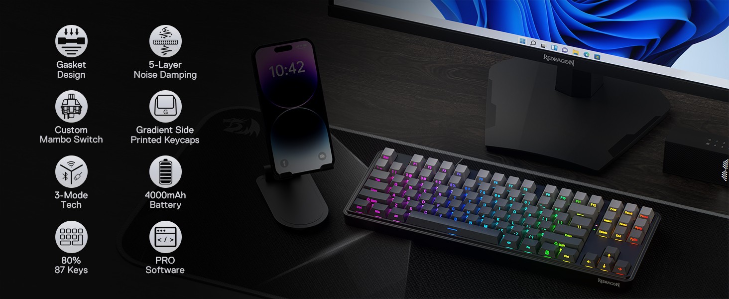 Keyboards-Redragon-K707-PRO-GB-80-Gasket-RGB-Gaming-3-Modes-Wireless-TKL-Mechanical-Hot-Swap-5-Layer-Noise-Dampening-Keyboard-Mint-Mambo-Switch-14 Keyboards-Redragon-K707-PRO-GB-80-Gasket-RGB-Gaming-3-Modes-Wireless-TKL-Mechanical-Hot-Swap-5-Layer-Noise-Dampening-Keyboard-Mint-Mambo-Switch-14