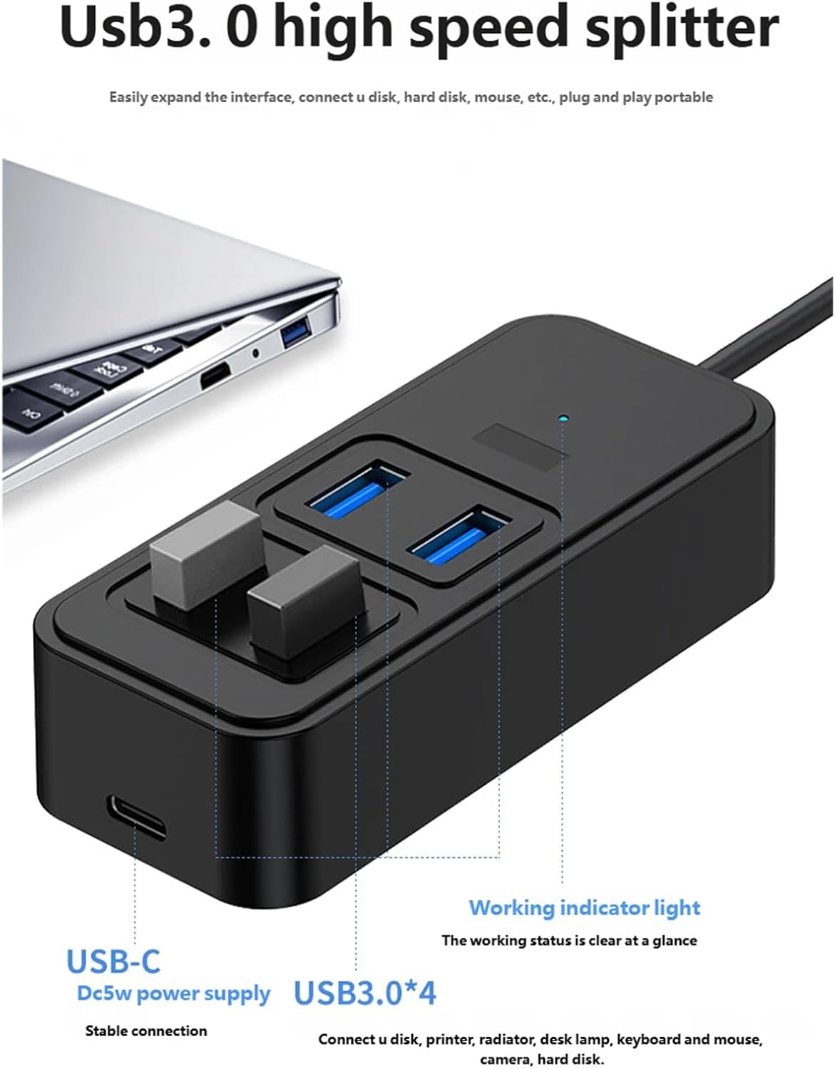 USB-Hubs-USB-C-Hub-5in1-Docking-Station-4-USB-3-0-Port-1-Type-C-DC-5W-Power-Delivery-Hub-USB-A-Adapter-Fast-Data-Transfer-USB-Splitter-for-Macbook-Computer-Etc-24 USB-Hubs-USB-C-Hub-5in1-Docking-Station-4-USB-3-0-Port-1-Type-C-DC-5W-Power-Delivery-Hub-USB-A-Adapter-Fast-Data-Transfer-USB-Splitter-for-Macbook-Computer-Etc-24