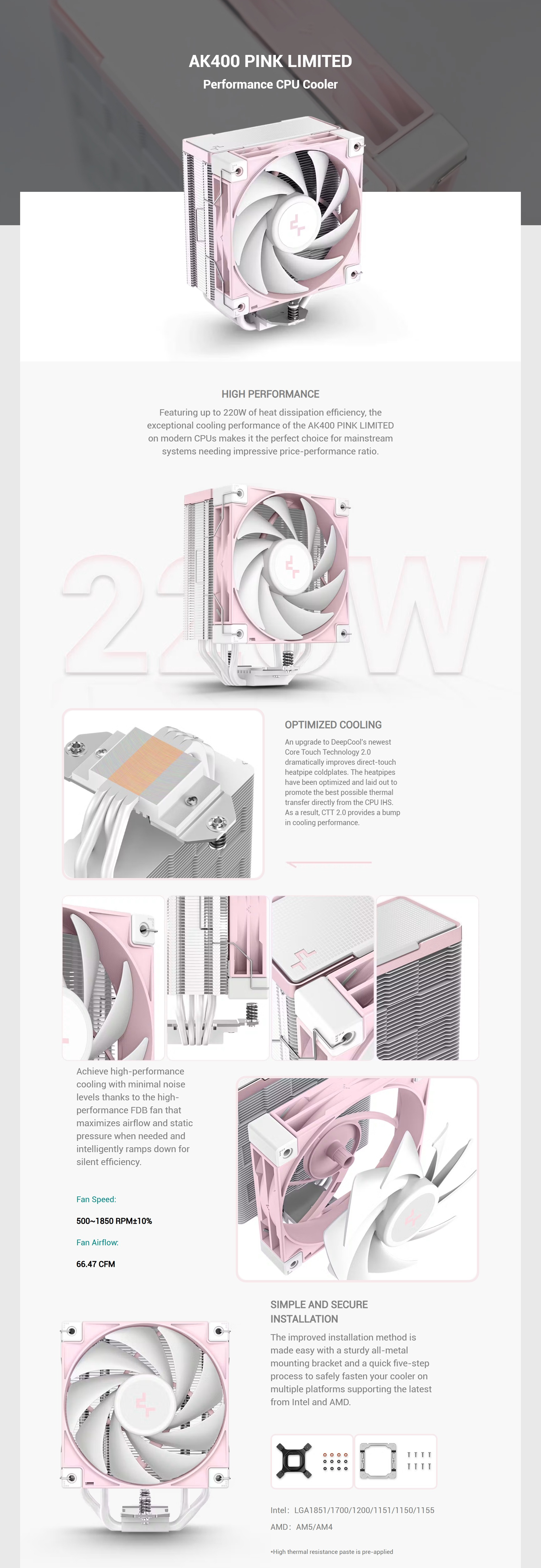 CPU-Cooling-DeepCool-AK400-Performance-120mm-CPU-Cooler-Pink-R-AK400-WPNPMN-G-1 CPU-Cooling-DeepCool-AK400-Performance-120mm-CPU-Cooler-Pink-R-AK400-WPNPMN-G-1