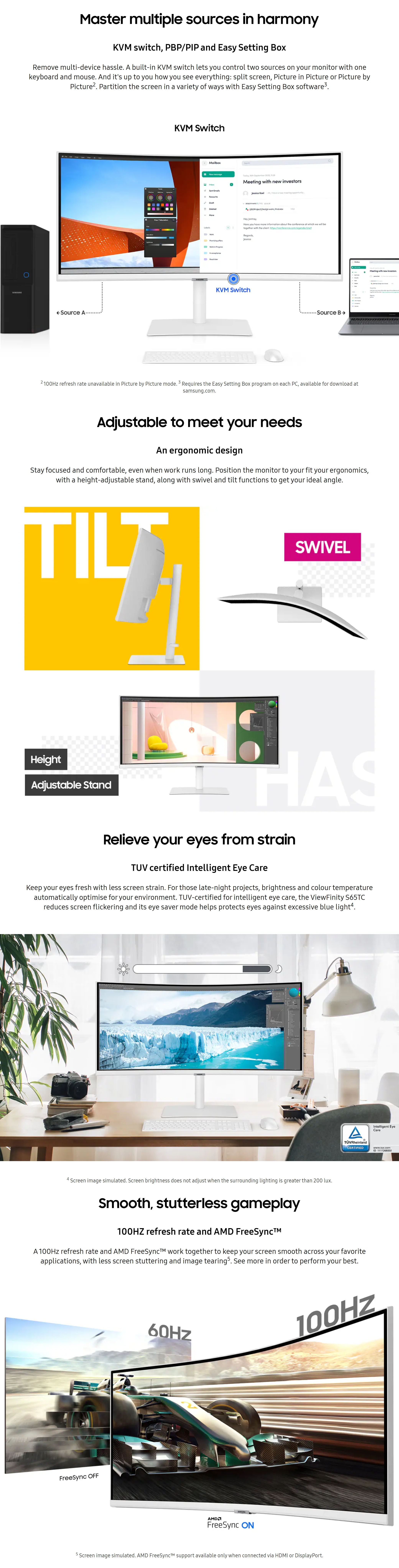 Monitors-Samsung-ViewFinity-S65TC-34in-UWQHD-VA-100Hz-Thunderbolt-4-FreeSync-Curved-Monitor-White-LS34C650TAEXXY-2 Monitors-Samsung-ViewFinity-S65TC-34in-UWQHD-VA-100Hz-Thunderbolt-4-FreeSync-Curved-Monitor-White-LS34C650TAEXXY-2