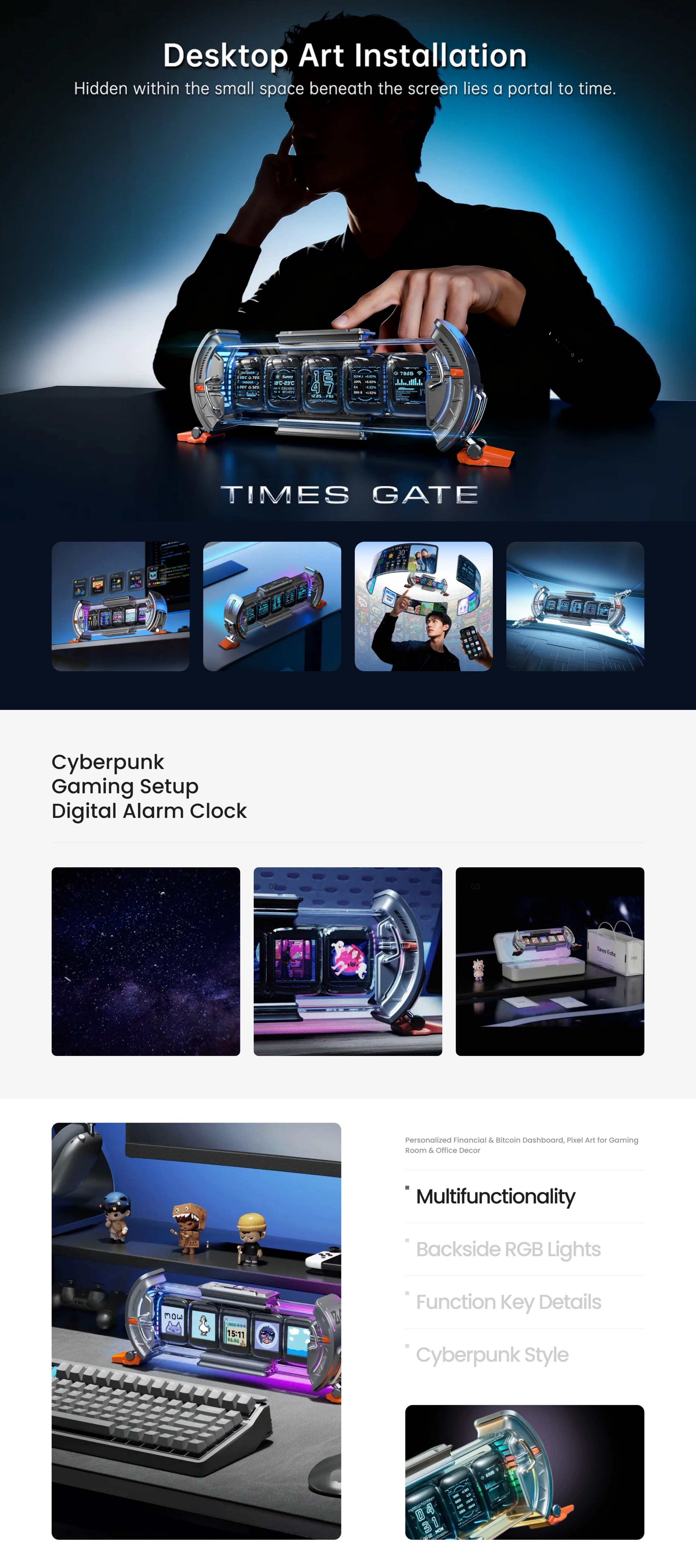 Computer-Accessories-Divoom-TimesGate-II-Pixel-Art-Info-Display-with-5-Smart-LCD-Screens-Grey-DVTIMEGTIIGY-1