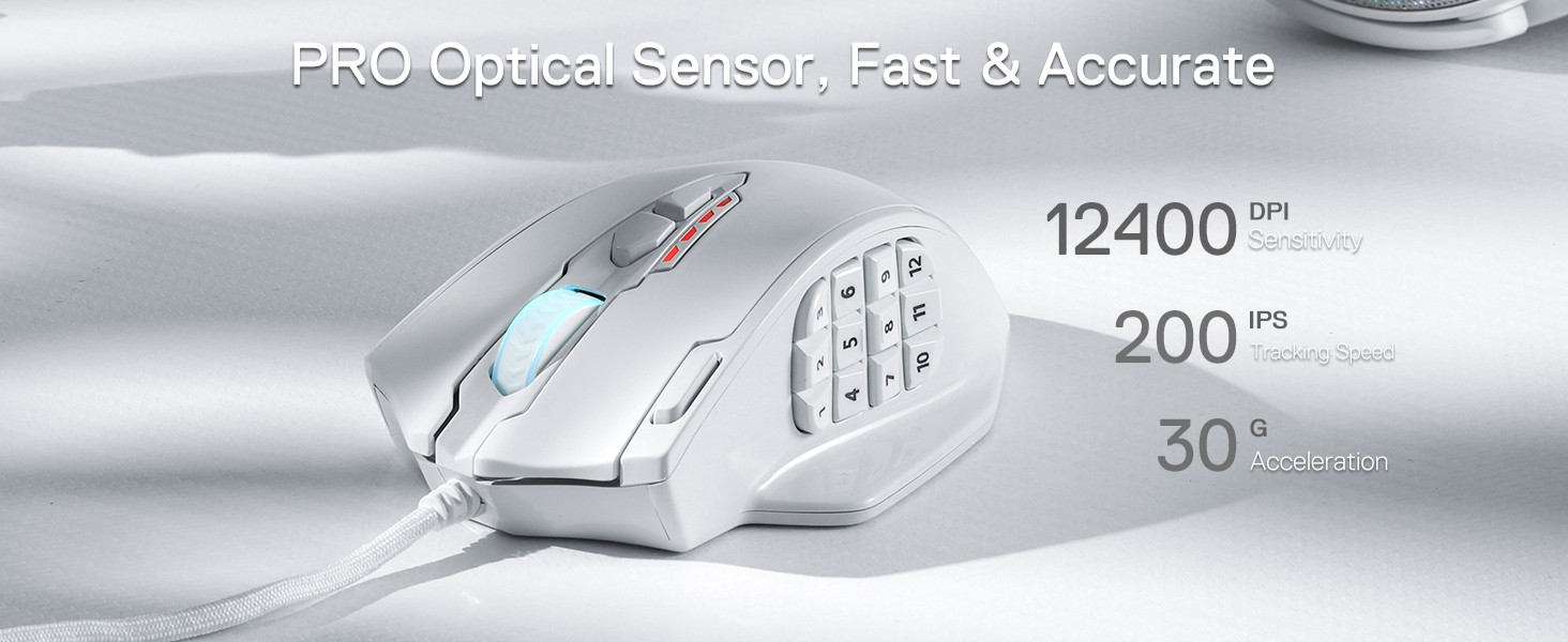 Mouse-Mouse-Pads-Redragon-M908-Impact-RGB-LED-MMO-Gaming-Mouse-with-12-Side-Buttons-Max-12-400DPI-High-Precision-20-Programmable-Macro-Shortcuts-White-12 Mouse-Mouse-Pads-Redragon-M908-Impact-RGB-LED-MMO-Gaming-Mouse-with-12-Side-Buttons-Max-12-400DPI-High-Precision-20-Programmable-Macro-Shortcuts-White-12