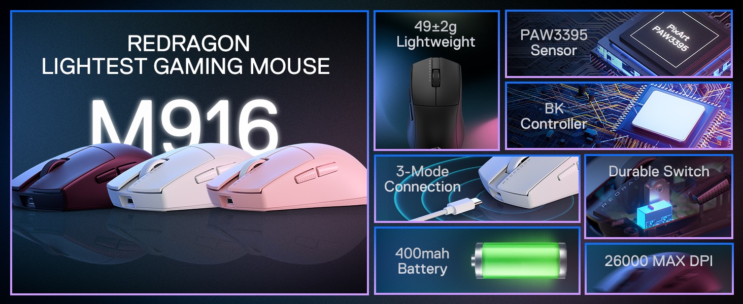 Redragon-M916-PRO-3-Mode-Wireless-49G-Ultra-Light-26K-DPI-Gamer-Gaming-Mouse-1K-Hz-Pink-20