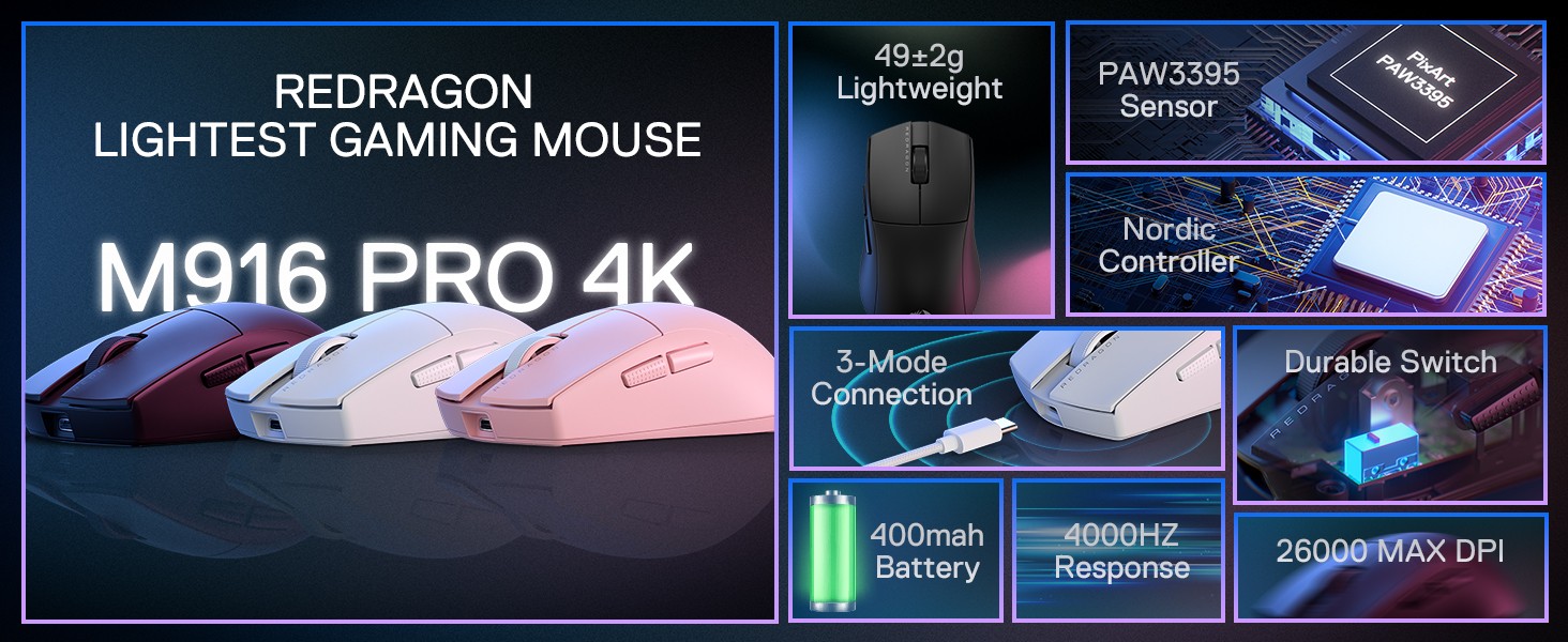 Redragon-M916-PRO-3-Mode-Wireless-Gaming-Mouse-Hype-Speed-4K-Polling-Rate-49G-Ultra-Light-26K-DPI-Black-21 Redragon-M916-PRO-3-Mode-Wireless-Gaming-Mouse-Hype-Speed-4K-Polling-Rate-49G-Ultra-Light-26K-DPI-Black-21