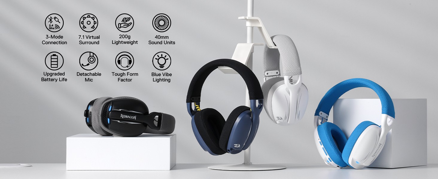 Headphones-Redragon-H878-3-Mode-Wireless-Blue-Lighting-Gaming-Headset-Lightweight-7-1-Surround-Sound-40MM-Drivers-Detachable-Microphone-White-Gray-13 Headphones-Redragon-H878-3-Mode-Wireless-Blue-Lighting-Gaming-Headset-Lightweight-7-1-Surround-Sound-40MM-Drivers-Detachable-Microphone-White-Gray-13