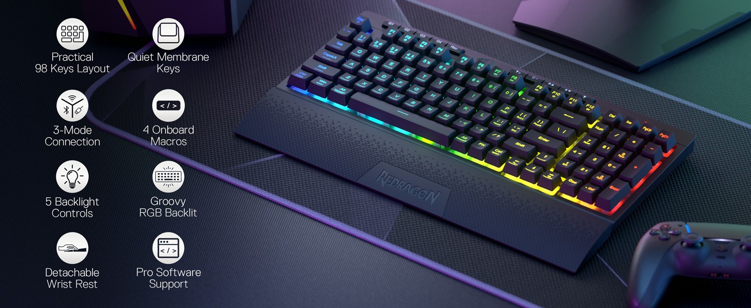 Keyboards-Redragon-K515-PRO-Shiva-RGB-Wireless-Membrane-Gaming-Keyboard-98-Keys-Mechanical-Feel-Keyboard-Linear-Switch-Detachable-Wrist-Rest-10 Keyboards-Redragon-K515-PRO-Shiva-RGB-Wireless-Membrane-Gaming-Keyboard-98-Keys-Mechanical-Feel-Keyboard-Linear-Switch-Detachable-Wrist-Rest-10