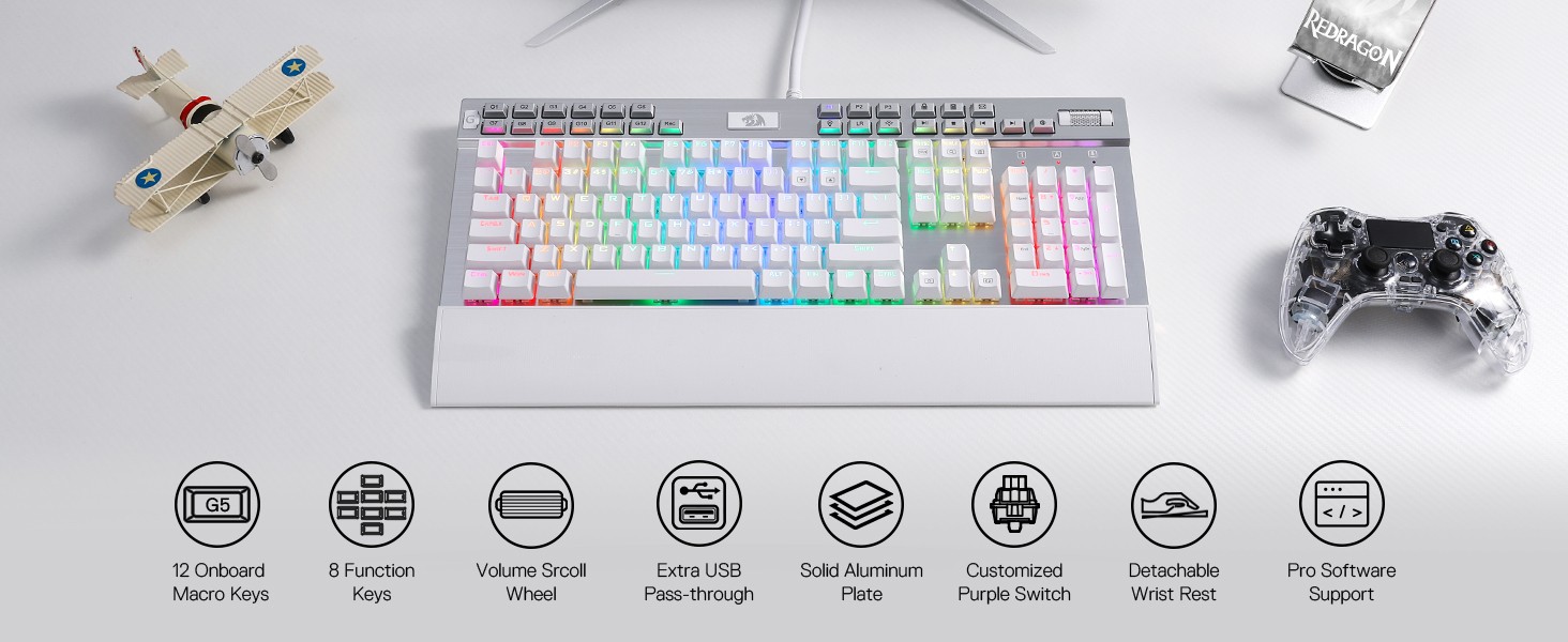 Keyboards-Redragon-K550-RGB-Gaming-104-Keys-12-Macro-G-Keys-Wired-Mechanical-Keyboard-Custom-Clicky-Purple-Switch-Extra-USB-Port-Wrist-Rest-White-11 Keyboards-Redragon-K550-RGB-Gaming-104-Keys-12-Macro-G-Keys-Wired-Mechanical-Keyboard-Custom-Clicky-Purple-Switch-Extra-USB-Port-Wrist-Rest-White-11