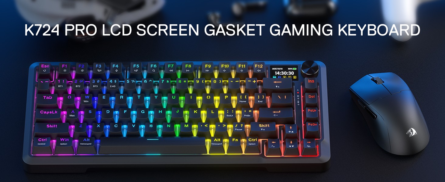 Keyboards-Redragon-K724-PRO-Wireless-Gasket-Gaming-Hype-Screen-Knob-81-Key-Mechanical-Keyboard-Easy-Control-1-14-TFT-Info-Display-5-Layer-Noise-Dampening-22 Keyboards-Redragon-K724-PRO-Wireless-Gasket-Gaming-Hype-Screen-Knob-81-Key-Mechanical-Keyboard-Easy-Control-1-14-TFT-Info-Display-5-Layer-Noise-Dampening-22