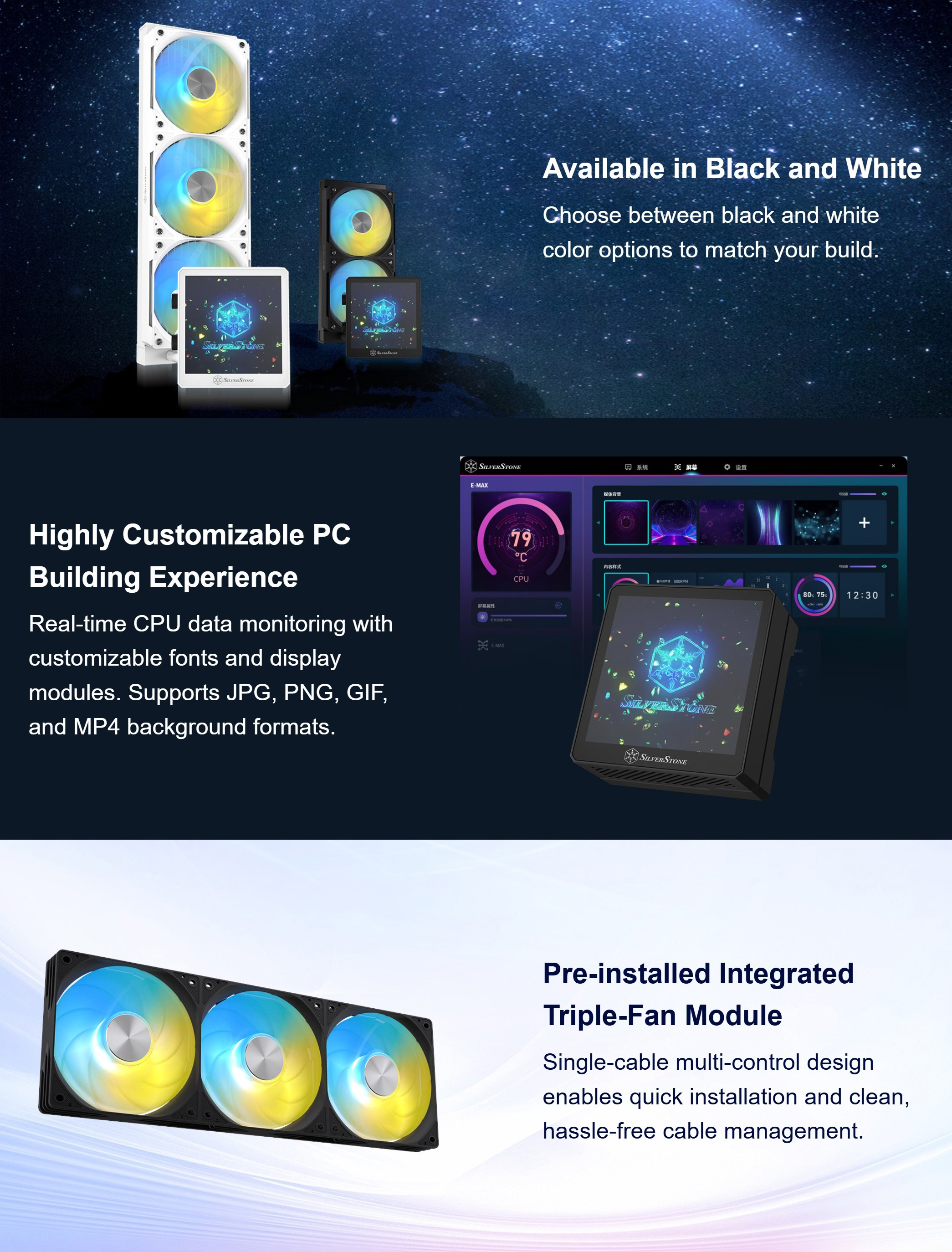 CPU-Cooling-SilverStone-Frost-Knight-360-Elite-LCD-Max-360mm-ARGB-Liquid-CPU-Cooler-White-SST-FK360ELMW-ARGB-1