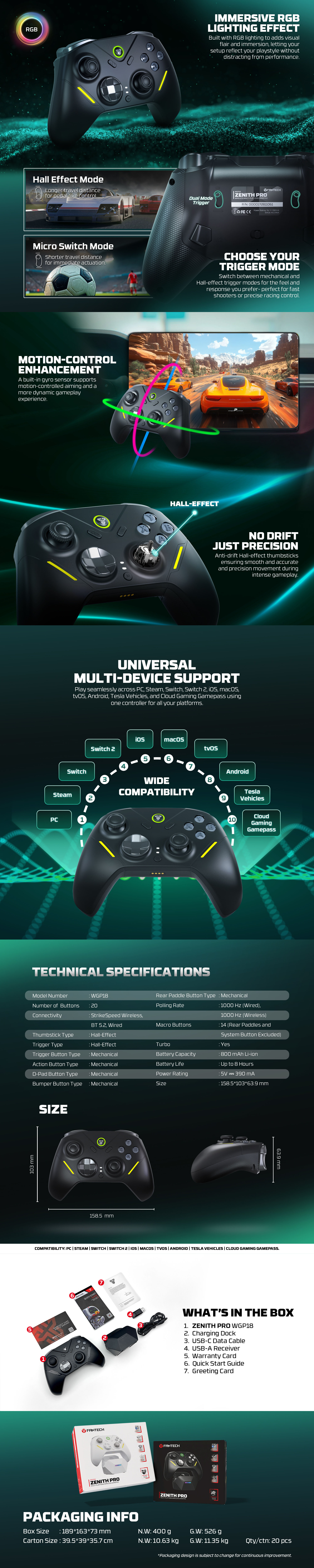 Controllers-Fantech-ZENITH-PRO-Hall-Effect-Wireless-Gaming-Controller-with-Charging-Dock-Black-GAMEFTWGP18BK-2 Controllers-Fantech-ZENITH-PRO-Hall-Effect-Wireless-Gaming-Controller-with-Charging-Dock-Black-GAMEFTWGP18BK-2