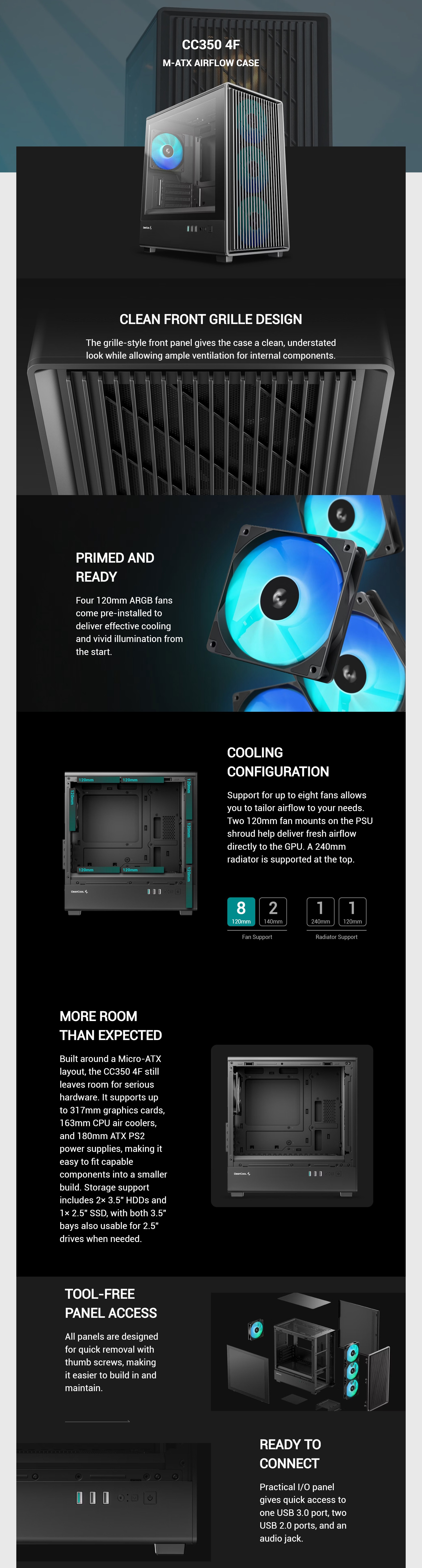 Deepcool-Cases-DeepCool-CC350-4F-Mid-Tower-mATX-Case-with-4-Pre-Installed-Fans-Black-R-CC350BKANA4-G-2 Deepcool-Cases-DeepCool-CC350-4F-Mid-Tower-mATX-Case-with-4-Pre-Installed-Fans-Black-R-CC350BKANA4-G-2