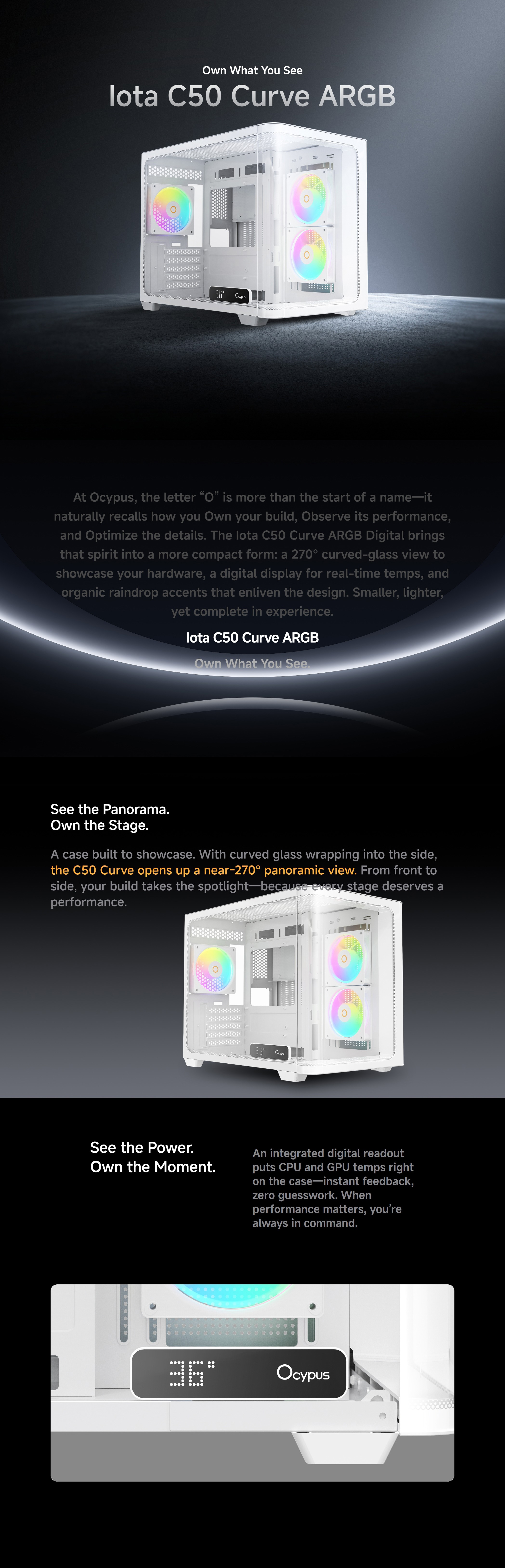 Cases-Ocypus-Iota-C50-WH-Curve-ARGB-Digital-Mid-Tower-Micro-ATX-Case-White-Iota-C50-WHD300CD-GL-1 Cases-Ocypus-Iota-C50-WH-Curve-ARGB-Digital-Mid-Tower-Micro-ATX-Case-White-Iota-C50-WHD300CD-GL-1