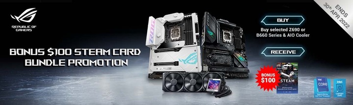 Purchase selected Z690 or B660 Series and AIO Cooler to receive a bonus of $100 steam card.