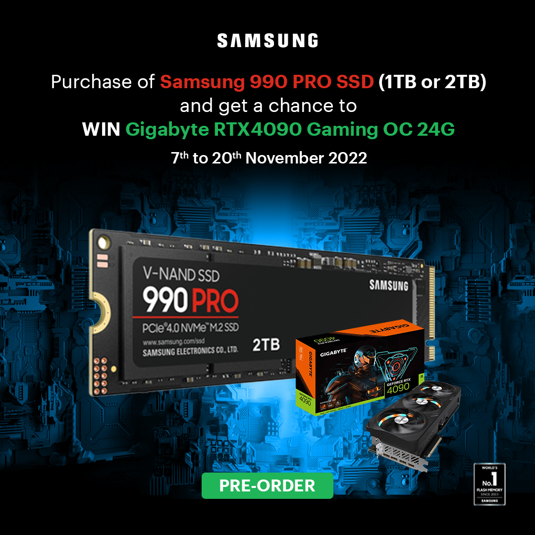 Pre-order Samsung 990 Pro SSD and Get a Chance to Win a Gigabyte RTX 4090 Gaming OC 24G