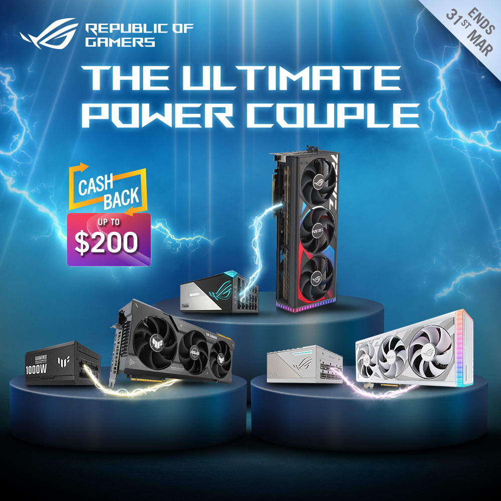 Purchase one of the selected RTX40/RX7900 series graphics cards and one of the selected power supply's to receive up to $200 CASH BACK