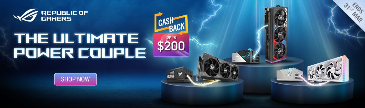Purchase one of the selected RTX40/RX7900 series graphics cards and one of the selected power supply's to receive up to $200 CASH BACK