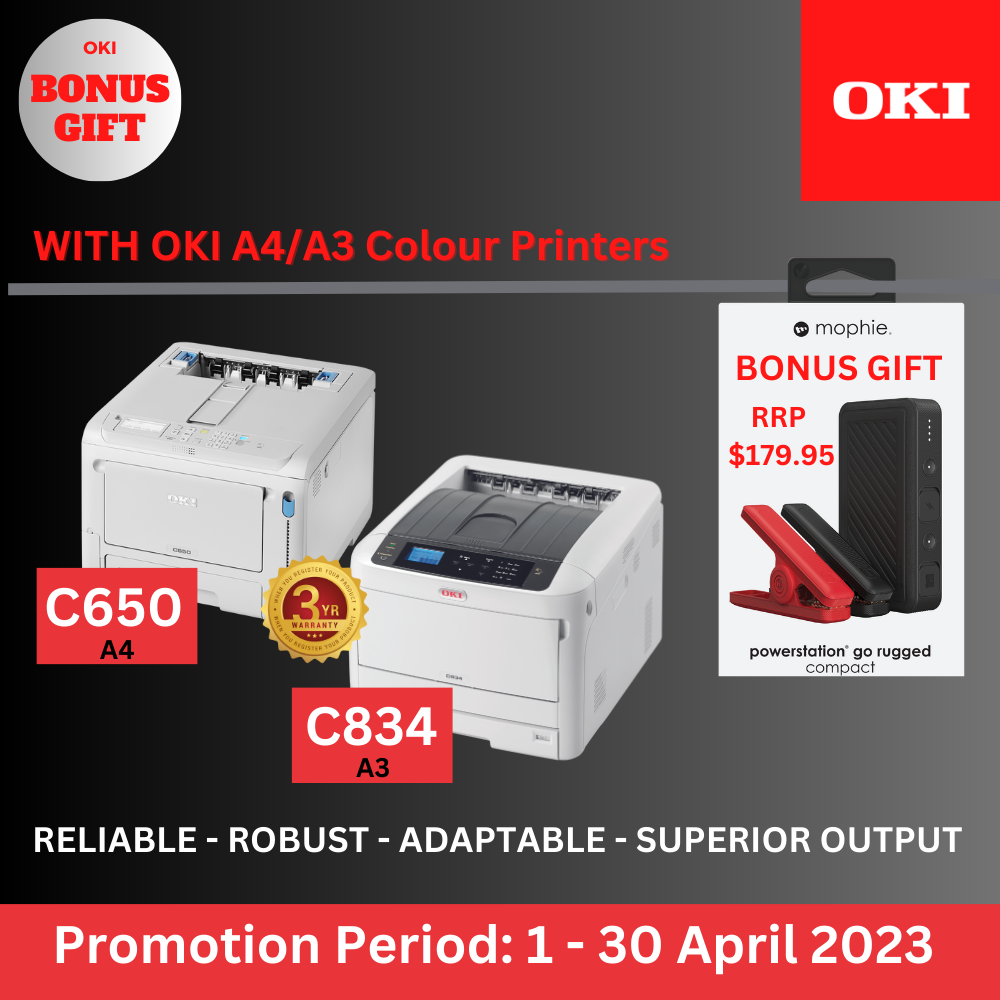 Get OKI Bonus Gift with OKI A4/A3 Colour Printers