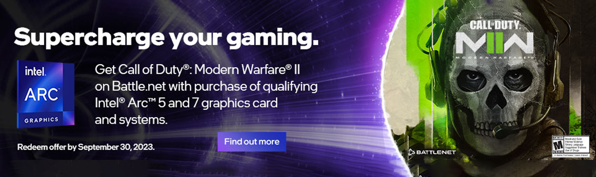 Get Call of Duty Modern Warfare with purchase of qualifying Intel Arc 5 and 7 graphics card and systems