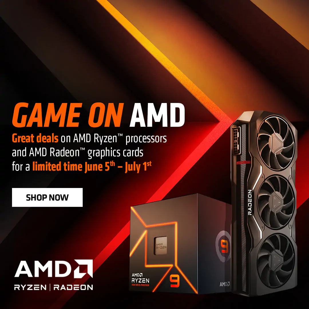 Great deals on AMD Ryzen™ processors and AMD Radeon™ graphics cards for a limited time!