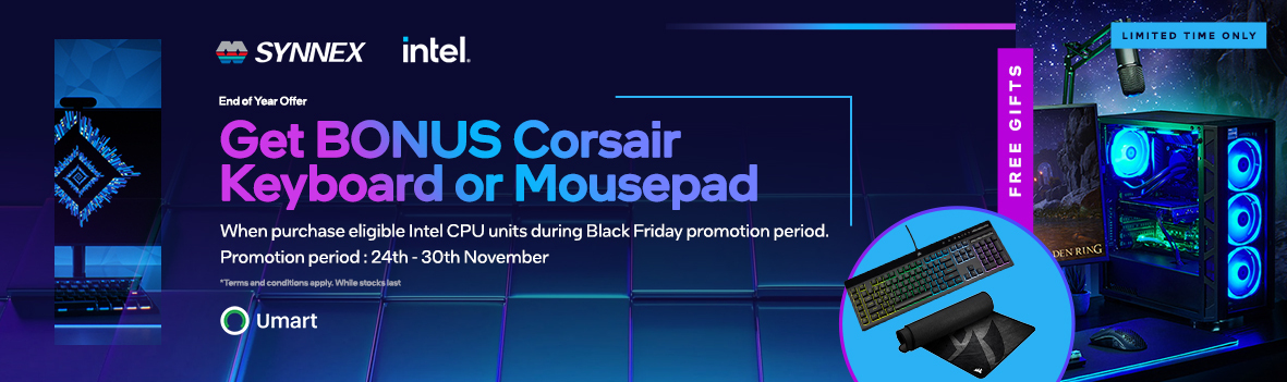 Buy Select Intel CPUs, Get a Bonus Corsair Gaming Keyboard or Extended Mouse Pad!