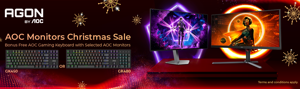 AOC Monitors Christmas Sale - Bonus Free AOC Gaming Keyboard with Selected AOC Monitors