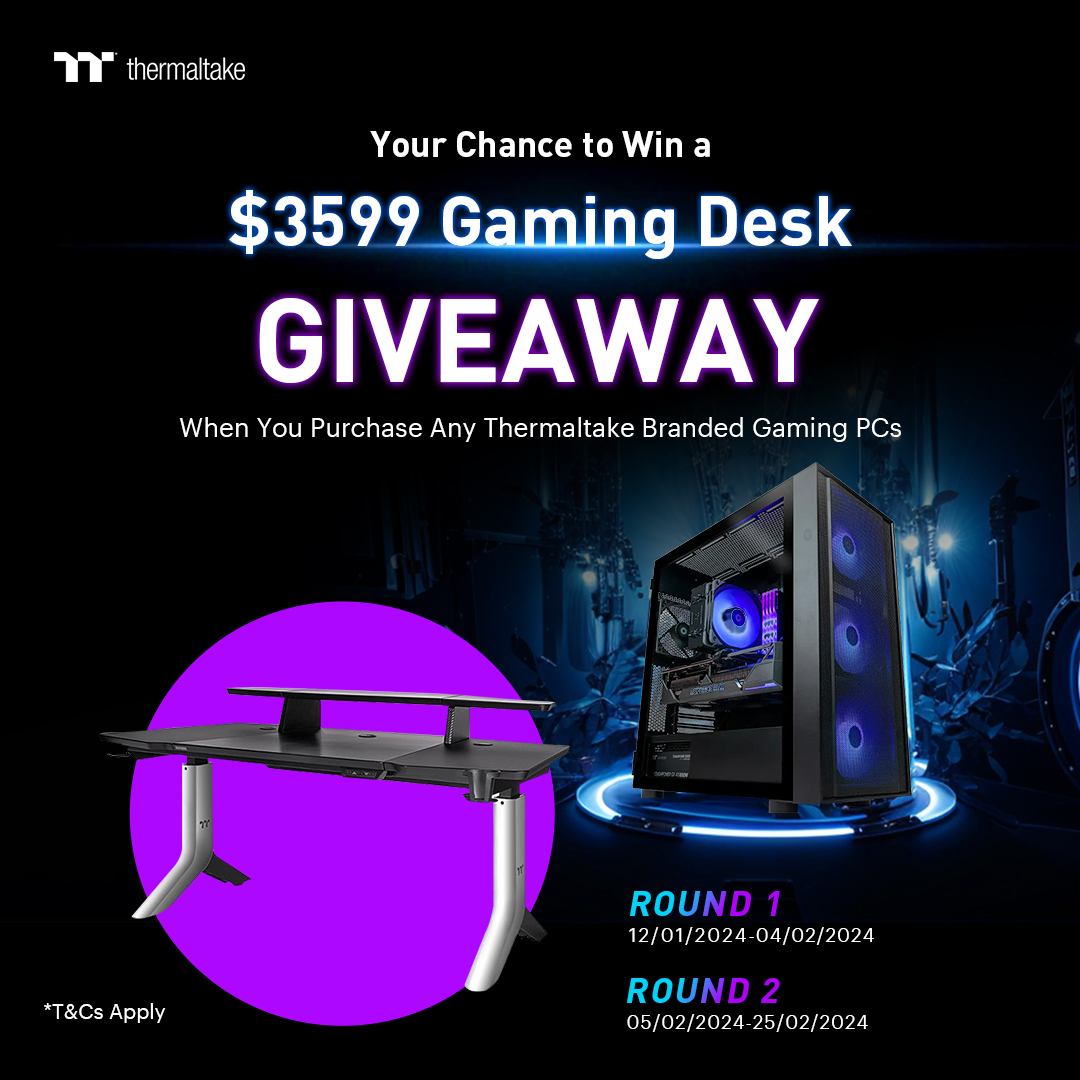 Buy ANY TT Branded Gaming Systems for Your Chance to Win an TT x Porsche Gaming Desk valued $3599  – 2 to be Won !!!