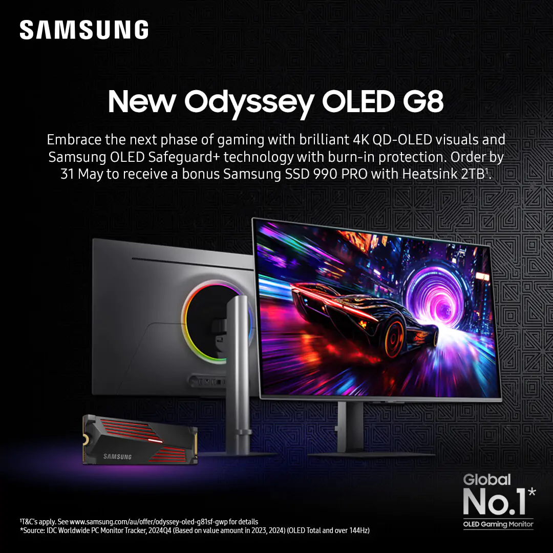 New Samsung Odyssey OLED G8 4K Monitors Now Available with a Free 2TB SSD 990 PRO!