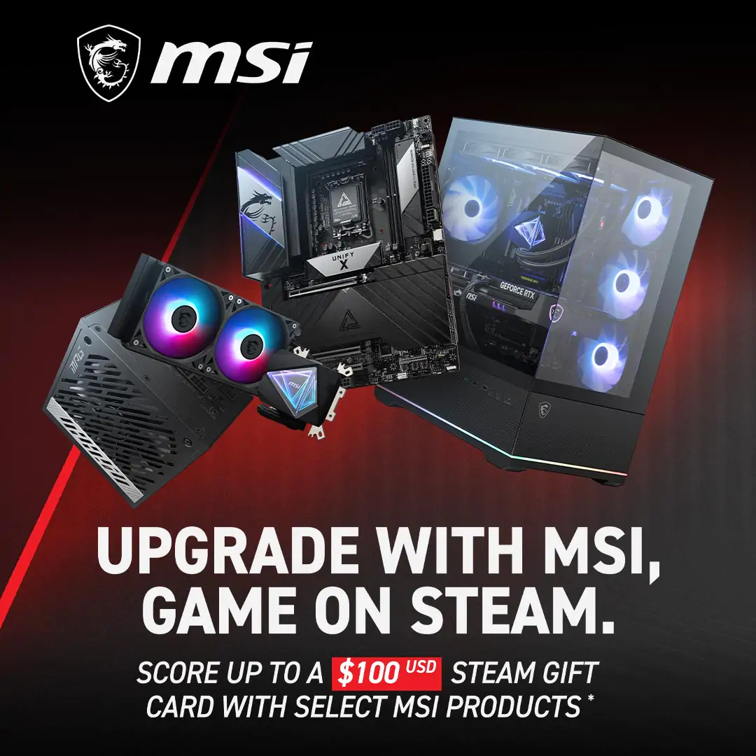 Score Up to a $100 USD Steam Gift Card with Select MSI Products