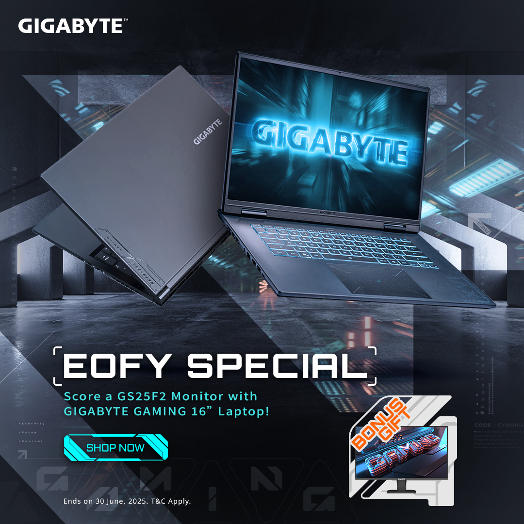 GIGABYTE EOFY Special: Score a GS25F2 Monitor with GIGABYTE GAMING 16” Laptop!